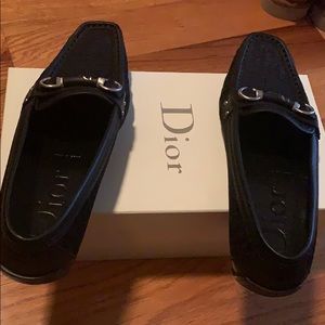 Black logo print Christian Dior moccasin